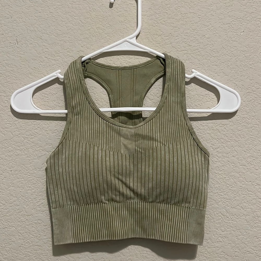 green padded workout top